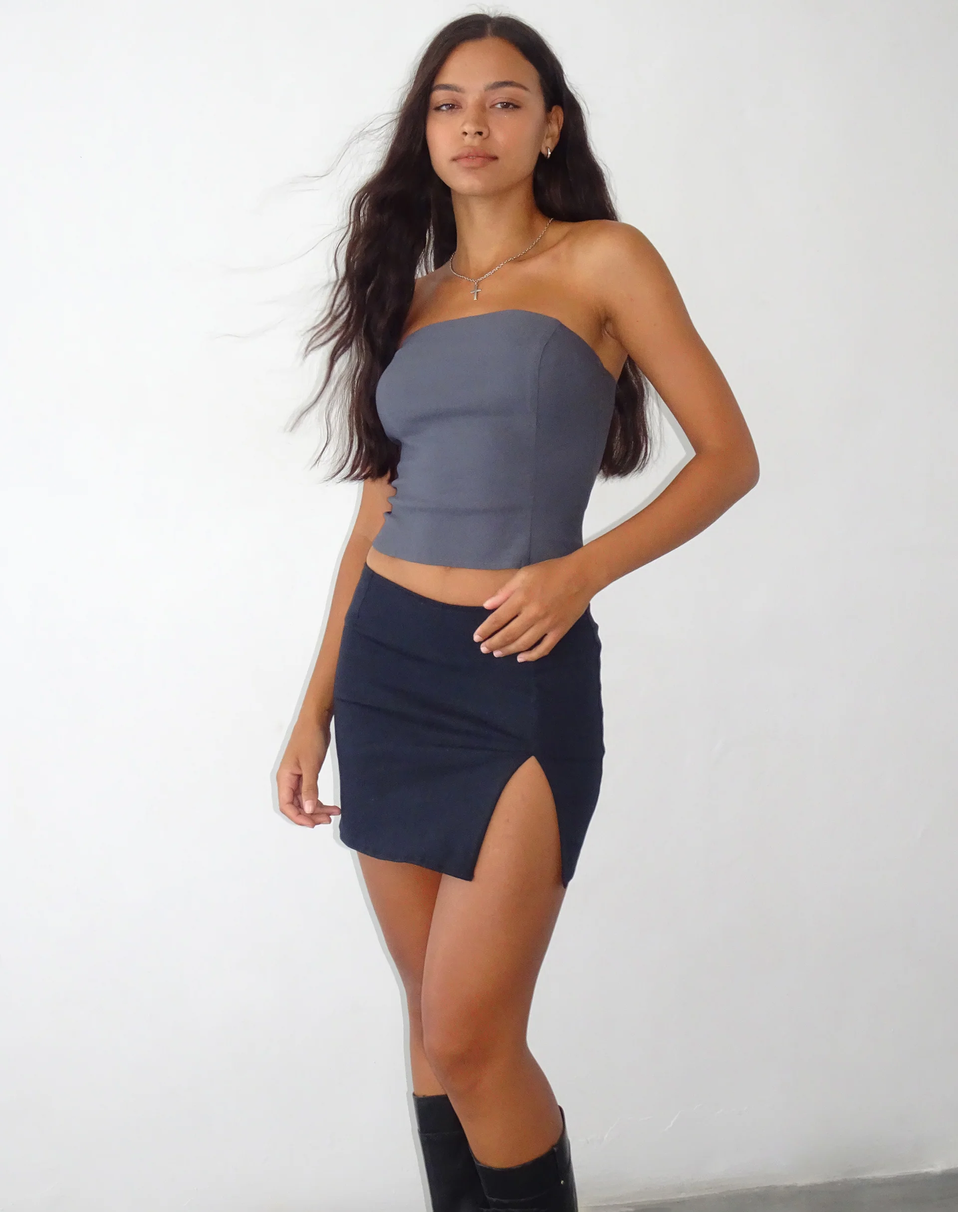 Pelma Mini Skirt in Twill Black - Awmao