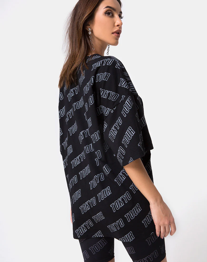 Botec Oversize Tee in Tokyo Tour Black - Awmao