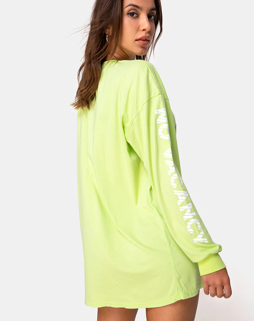 Lotsun Sweatshirt in Motel No Vacancy Fluro Green - Awmao