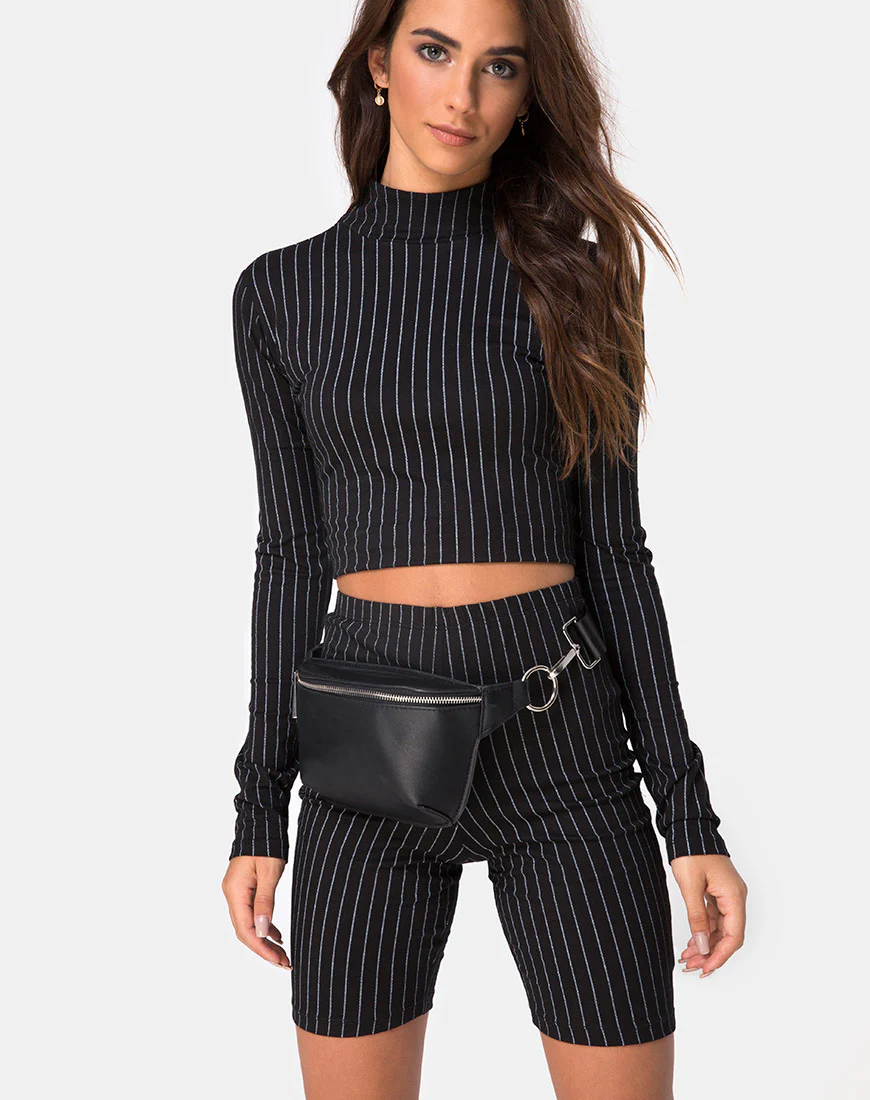 Lara Top in Pinstripe Black - Awmao
