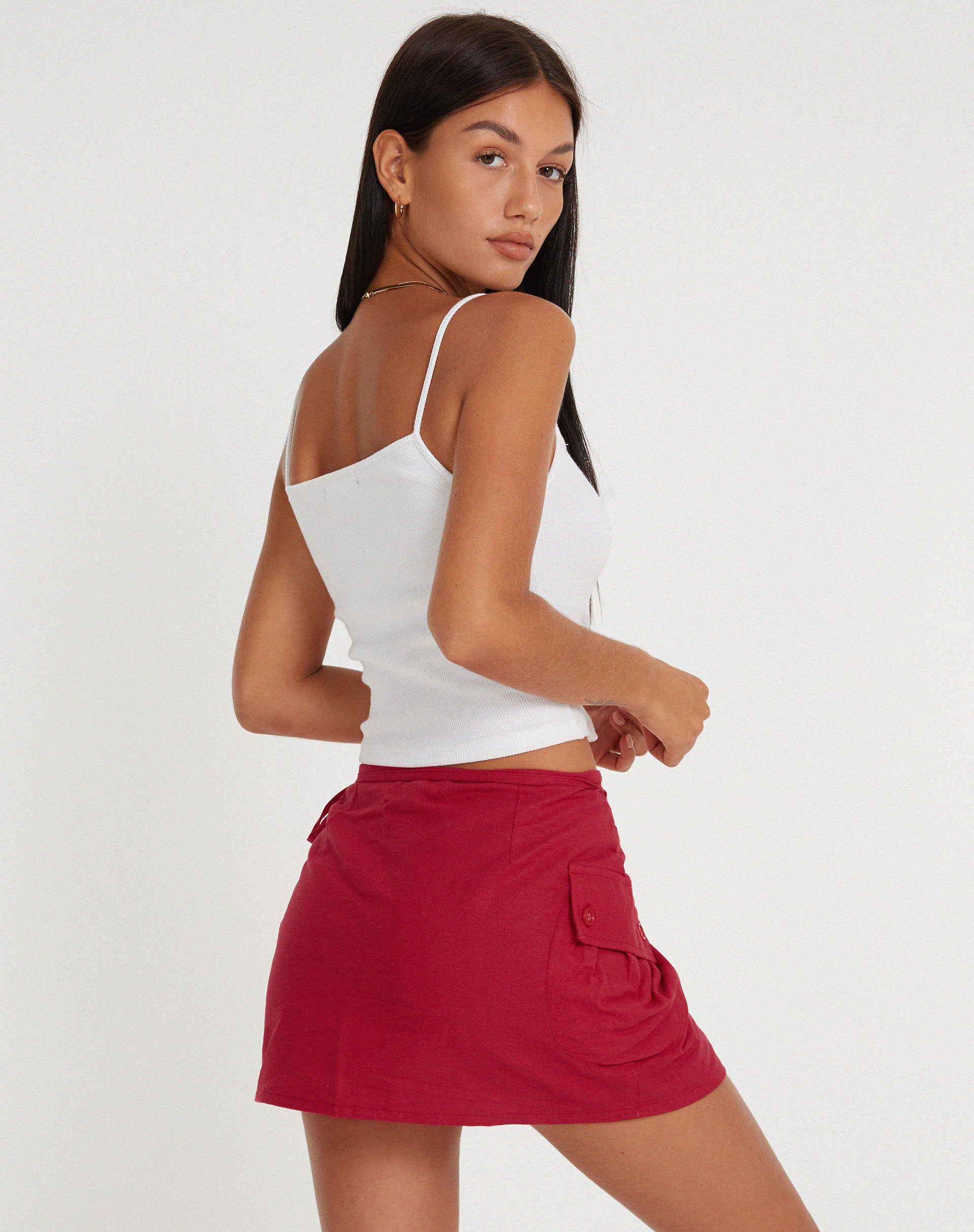 Valio Mini Skirt in Tango Red - Awmao
