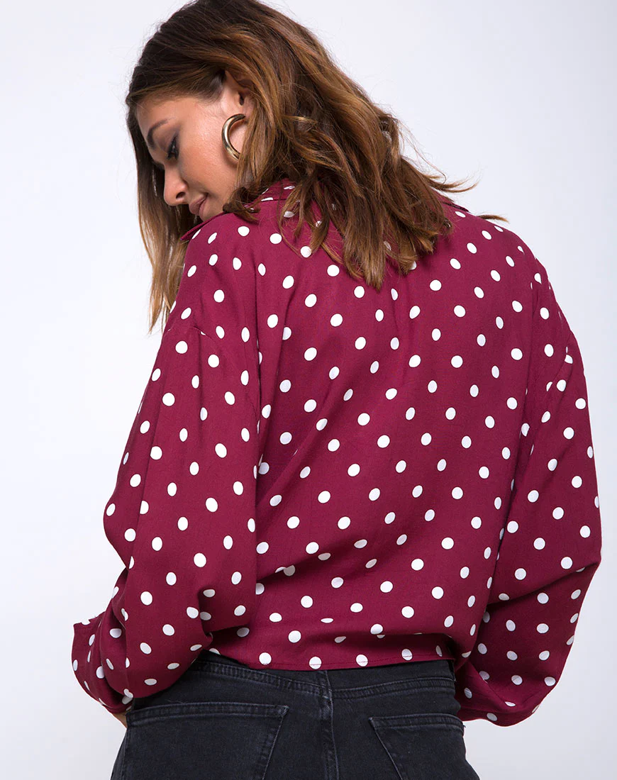 Lauv Shirt in Medium Polka Wine - Awmao