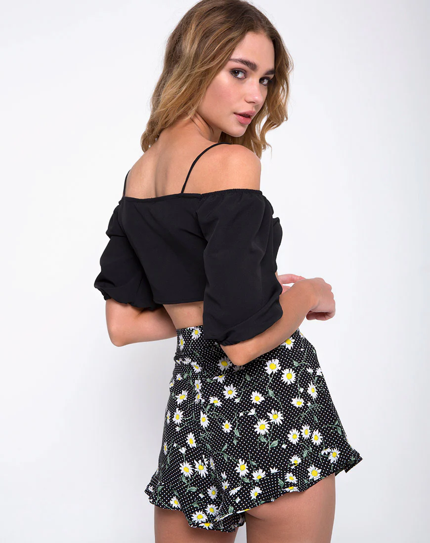Jiro Short in Polka Daisy Black - Awmao