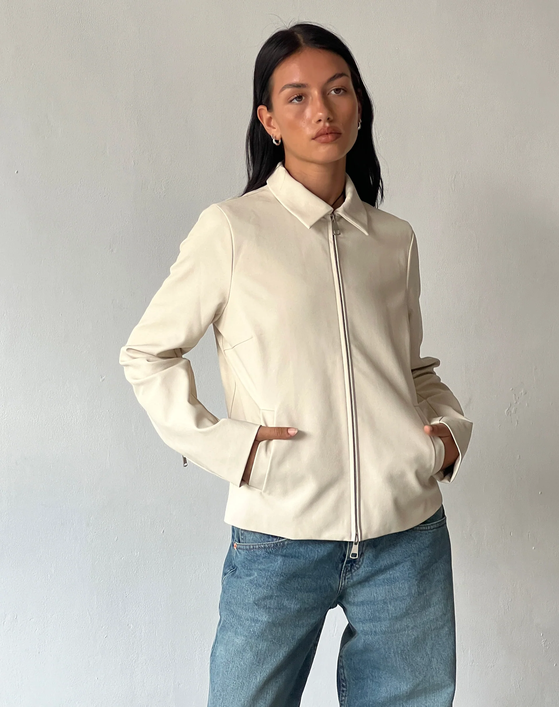 Enid Jacket in PU Ivory - Awmao