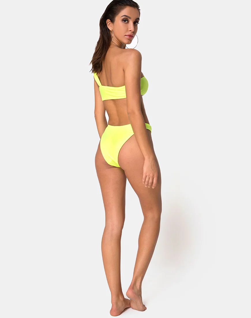 Keila Bikini Bottom in Coated Lime - Awmao