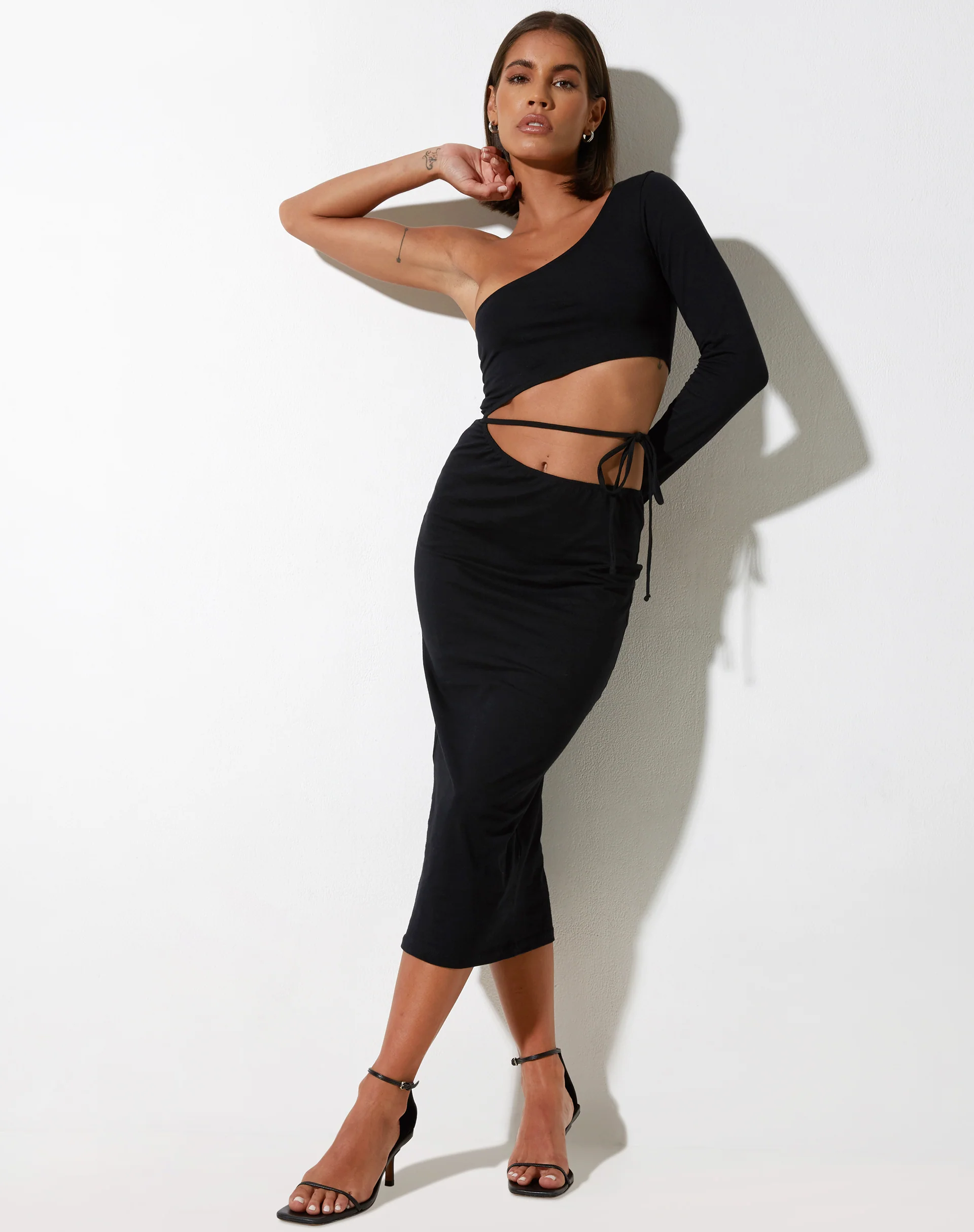 Kenzay Midi Dress in Lycra Black - Awmao