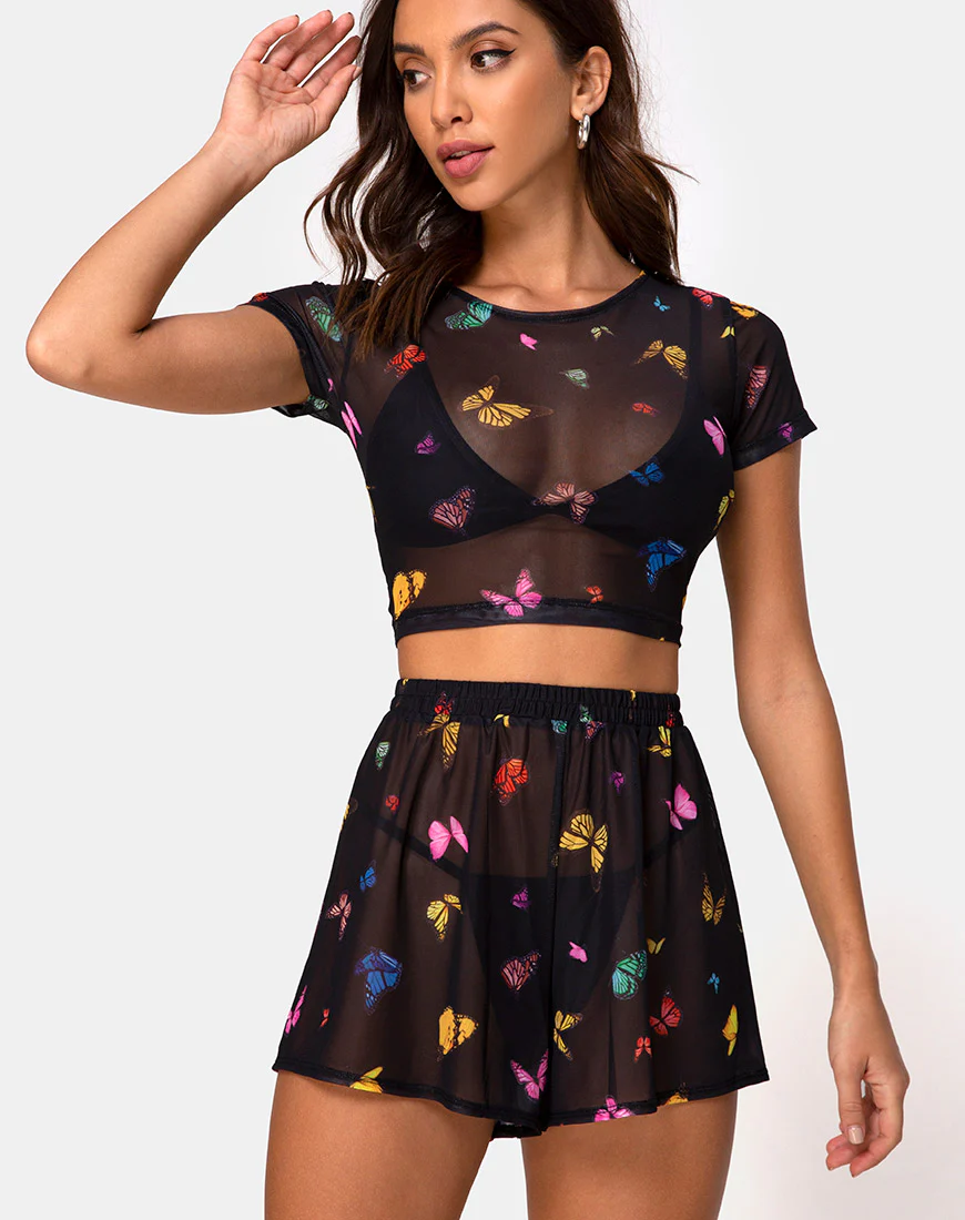 Boris Short in Mesh Black Butterfly - Awmao