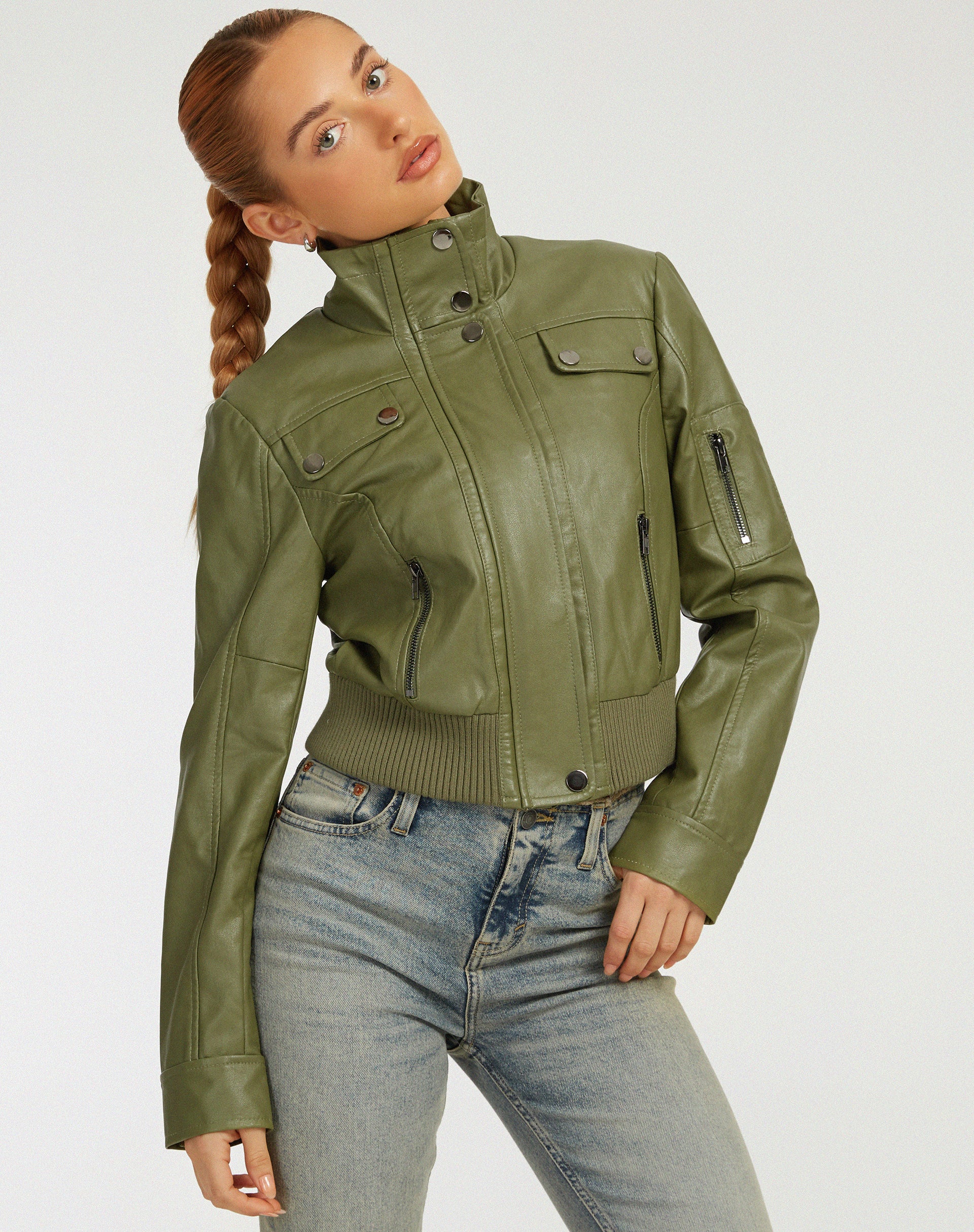 Loviana Jacket in PU Green - Awmao