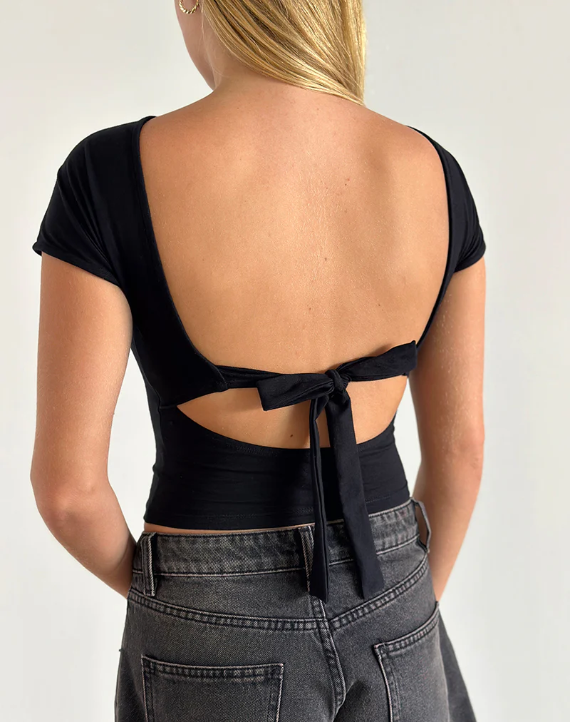 Sipang Tie Back Top in Black - Awmao