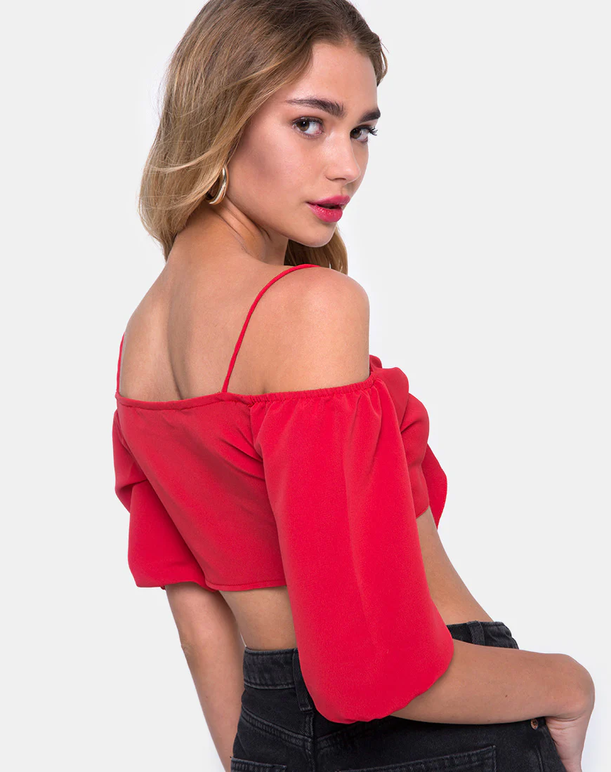 Kavon Crop Top in Red - Awmao