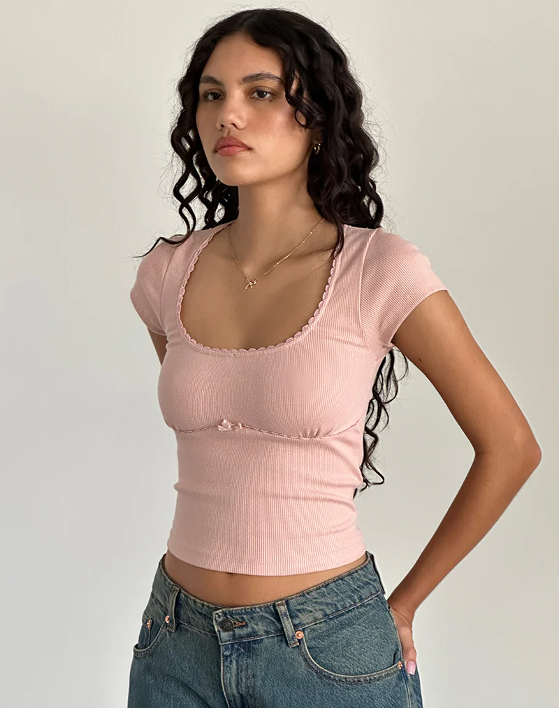 Rada Top in Rib Pink Lady - Awmao
