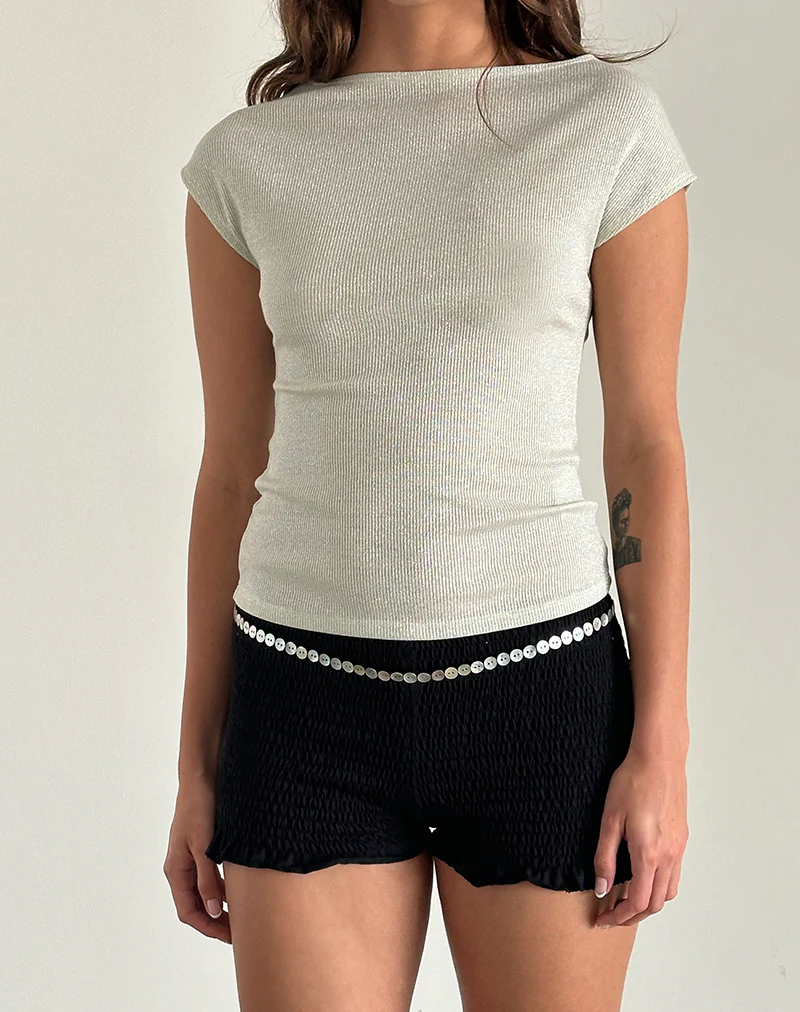 Nova Top in Shimmer Rib Ivory - Awmao