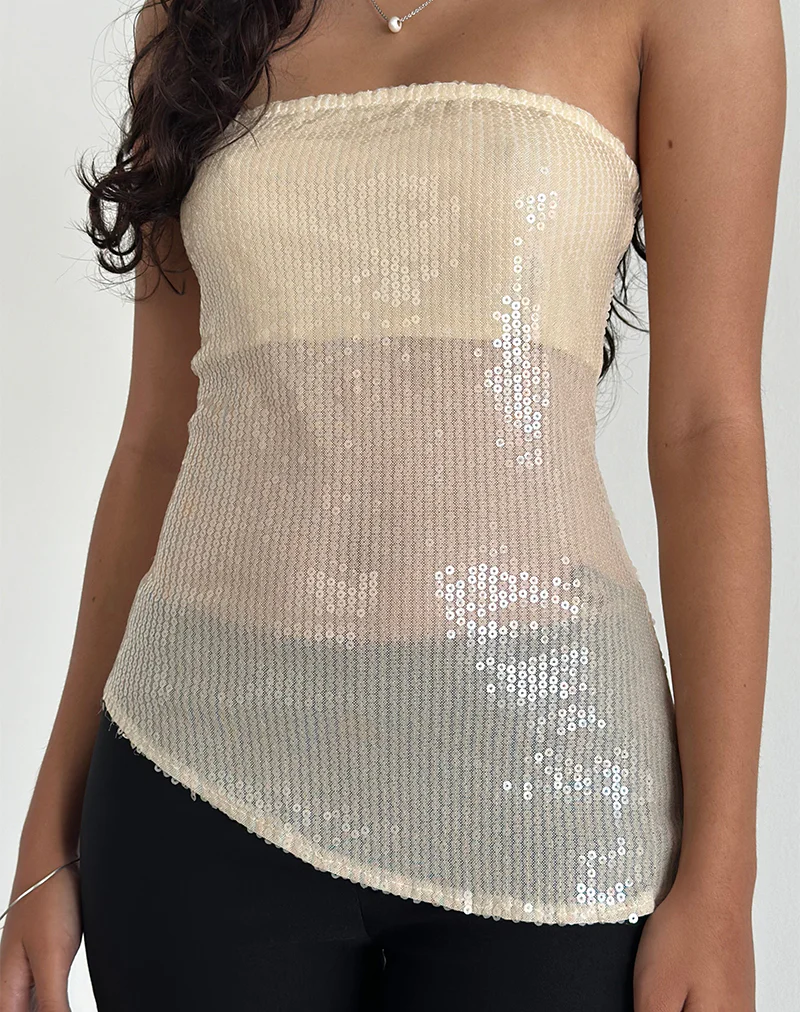 Viksuni Bandeau Top in Nude Clear Tinted Disc - Awmao