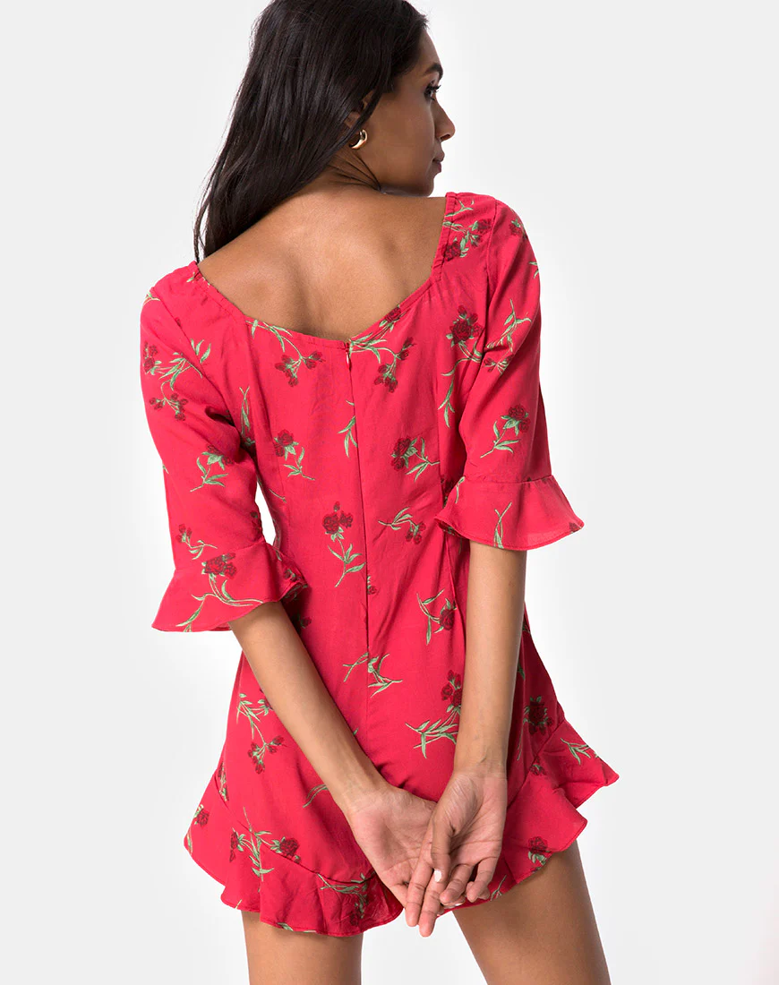 Altary Playsuit in Rouge Rose Pink - Awmao
