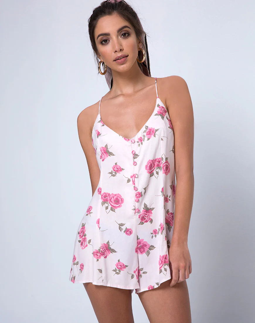 Mareli Playsuit in Rose Blossom - Awmao