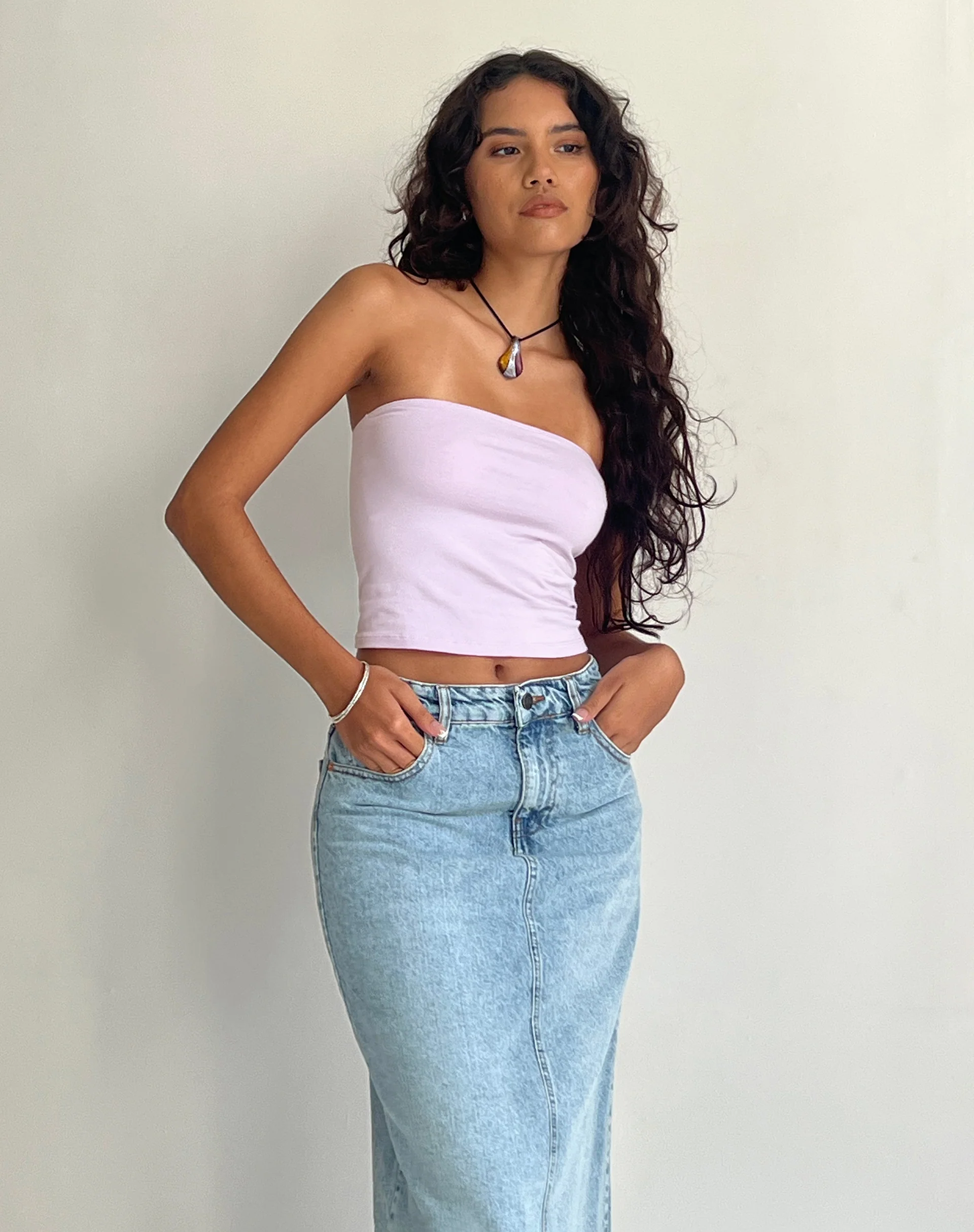 Shae Bandeau Top in Soft Lilac - Awmao