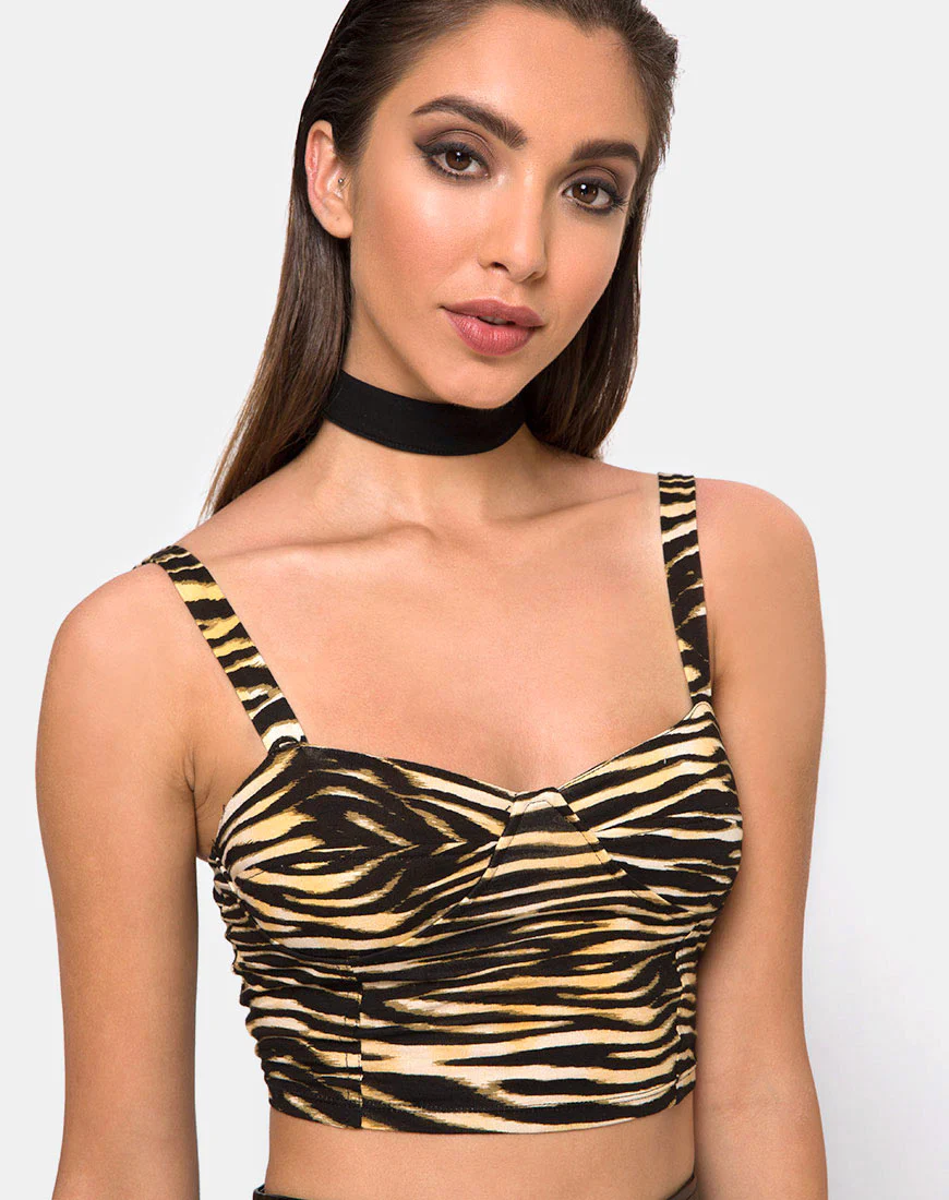 Shistra Cropped Top in Zip's Zebra Brown - Awmao