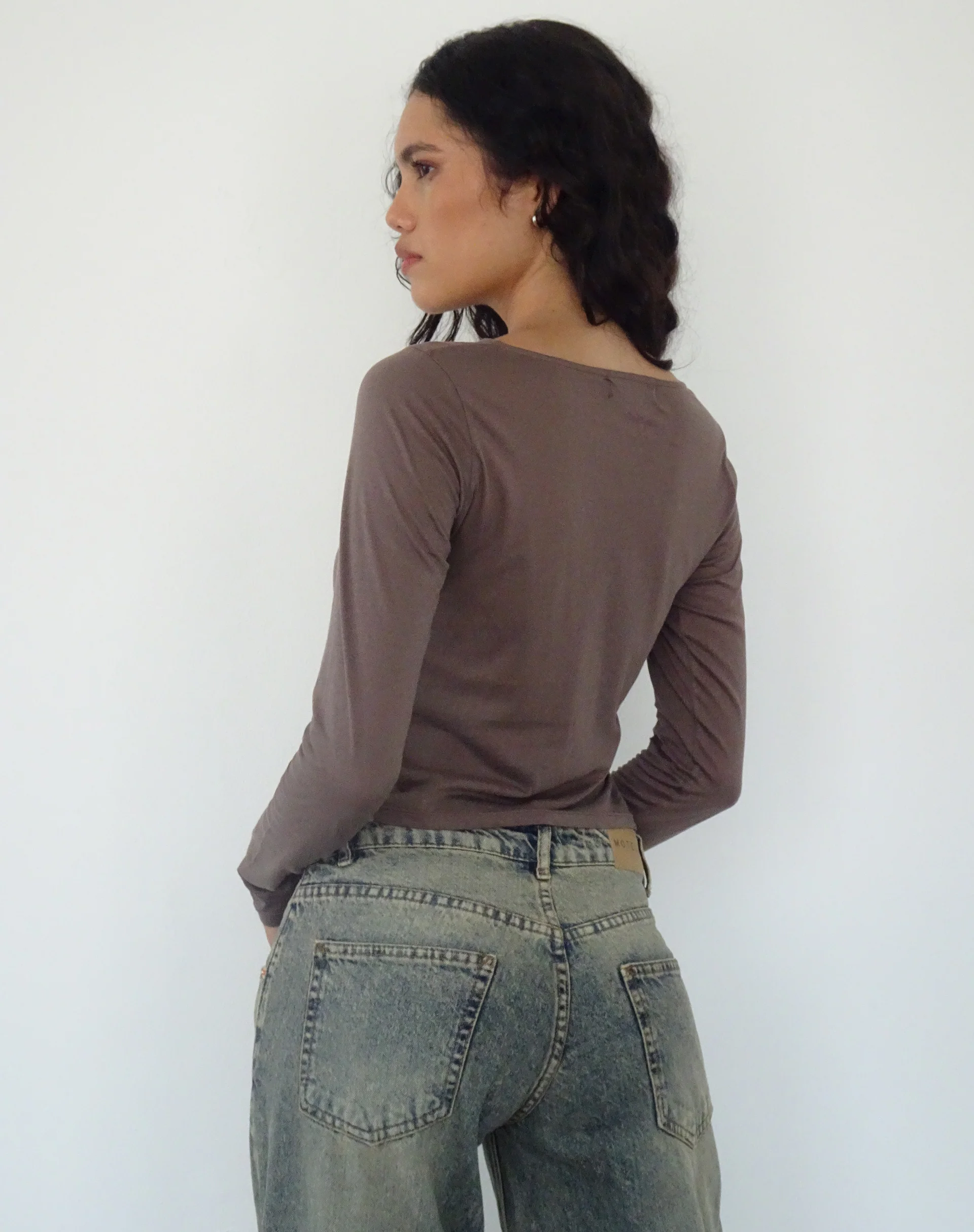 Asma Long Sleeve Top in Nutmeg - Awmao
