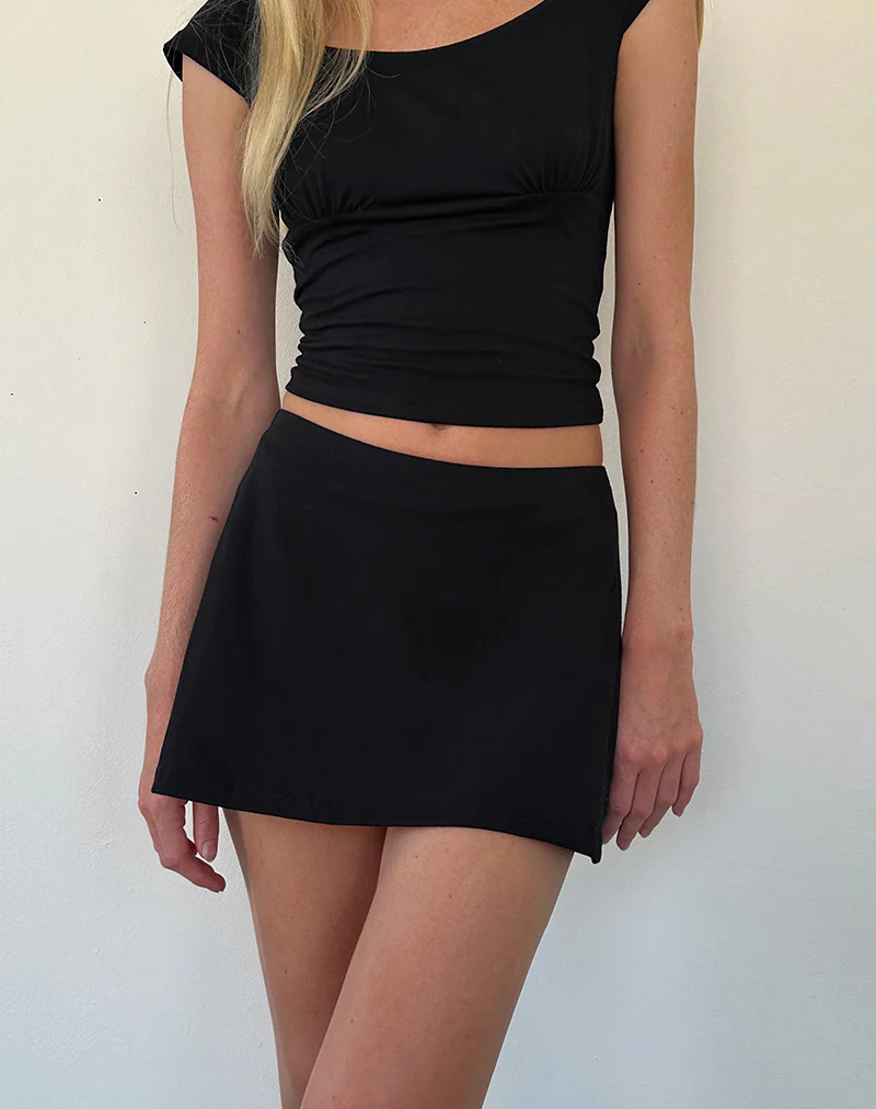 Nidya A-Line Mini Skirt in Black - Awmao