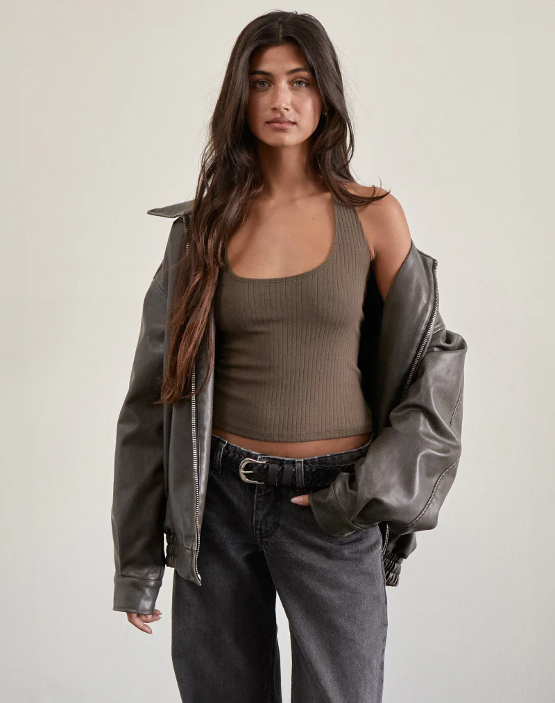 Sajani Top in Pointelle Coffee - Awmao