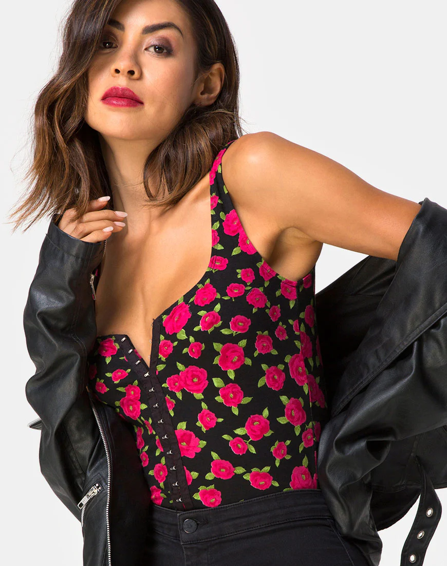 Bida Bodice in Red Bloom - Awmao