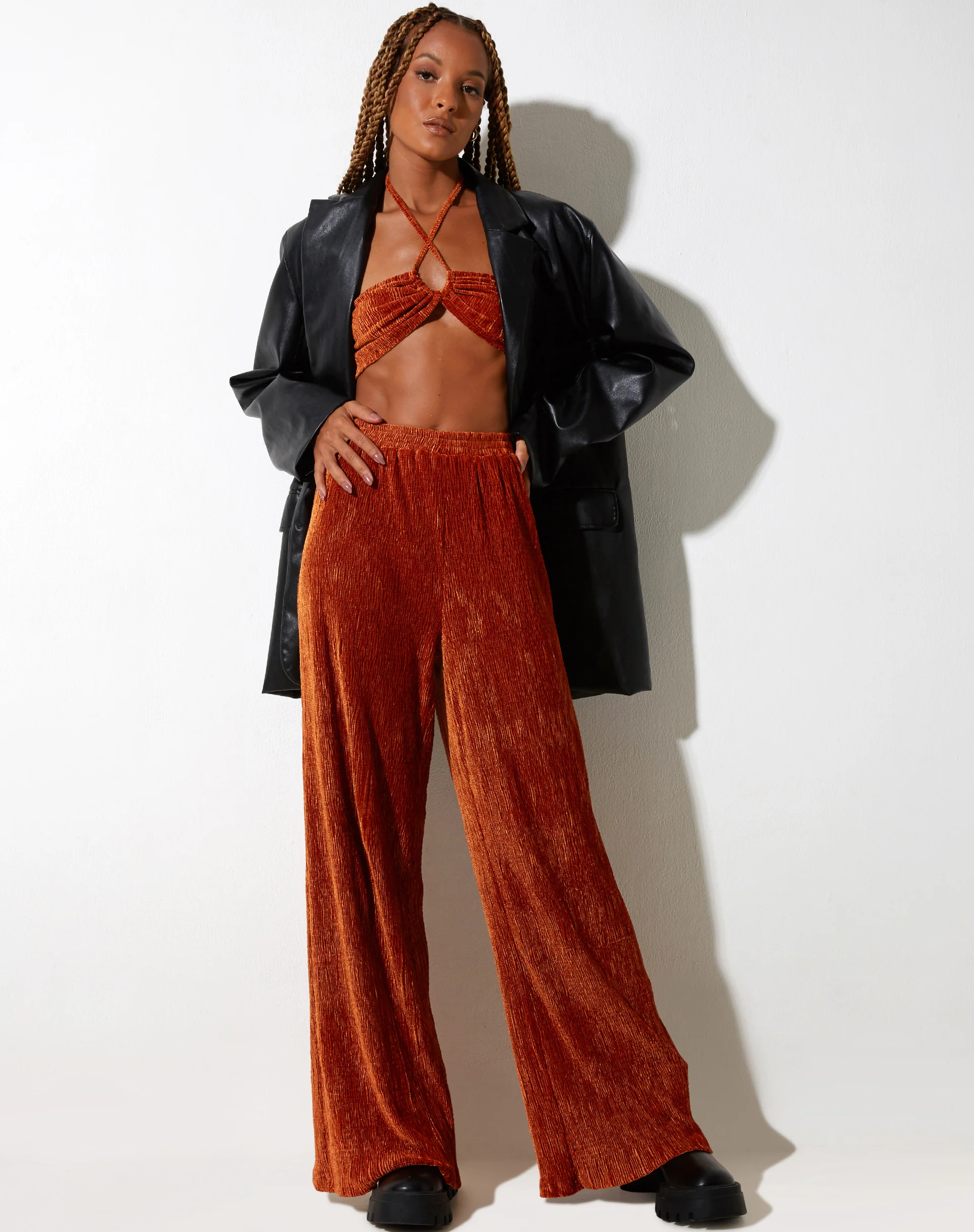 Obeli Trouser in Velvet Rust - Awmao