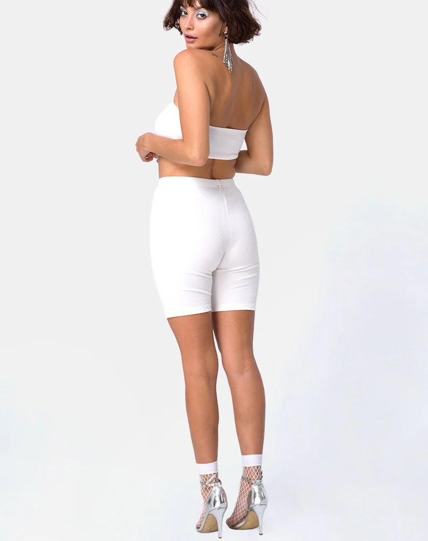 Bike Short in Mini Rib White - Awmao