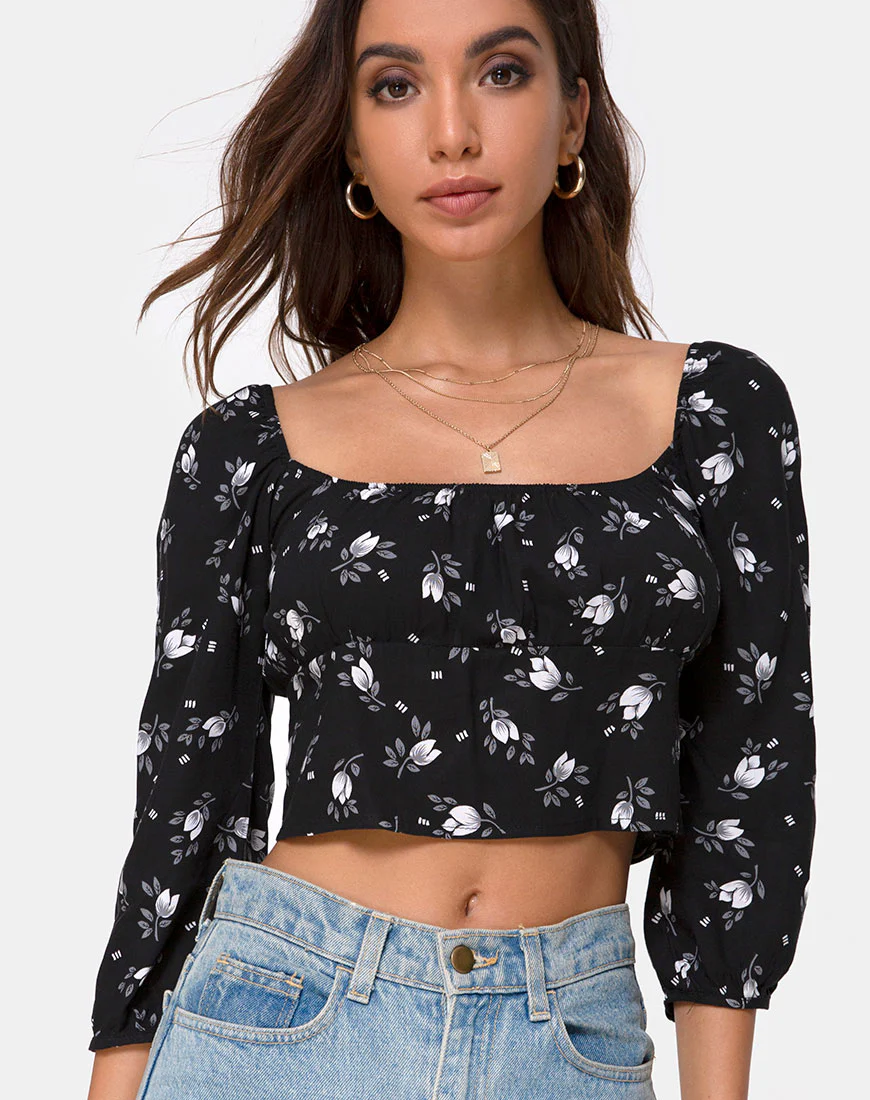 Malon Crop Top in Dark Tulip - Awmao