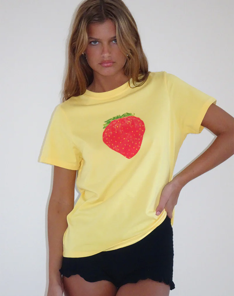 Saki Tee in Lemonade Oversized Strawberry - Awmao