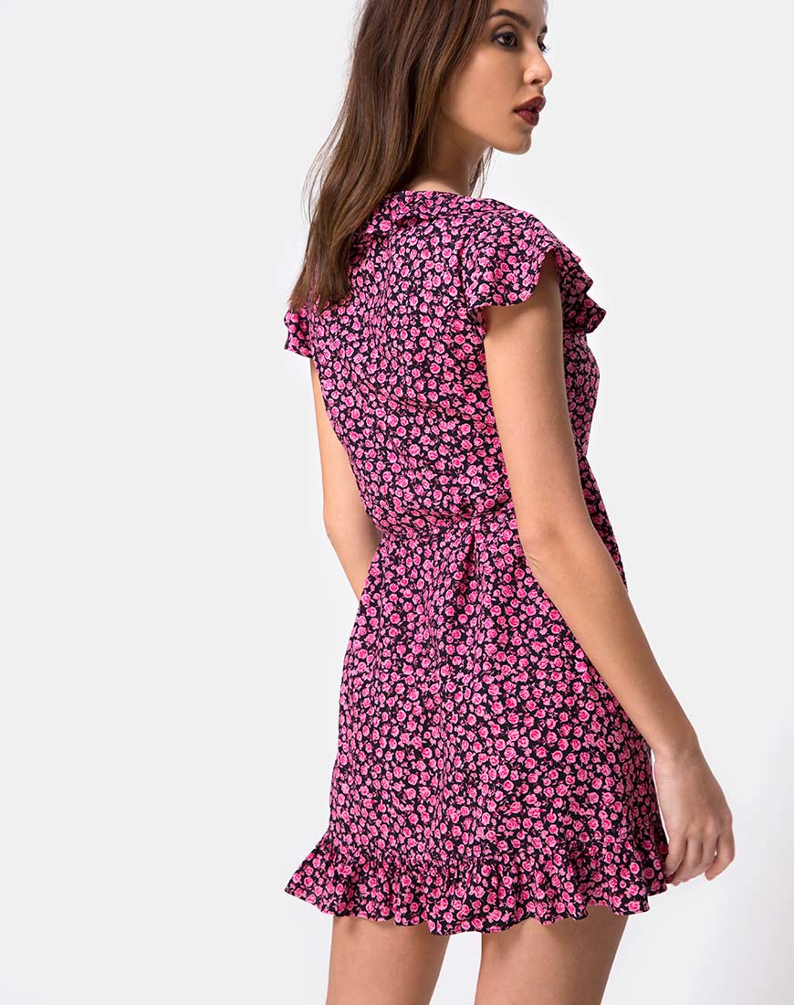 Rica Dress in Ditsy Rose Pink - Awmao