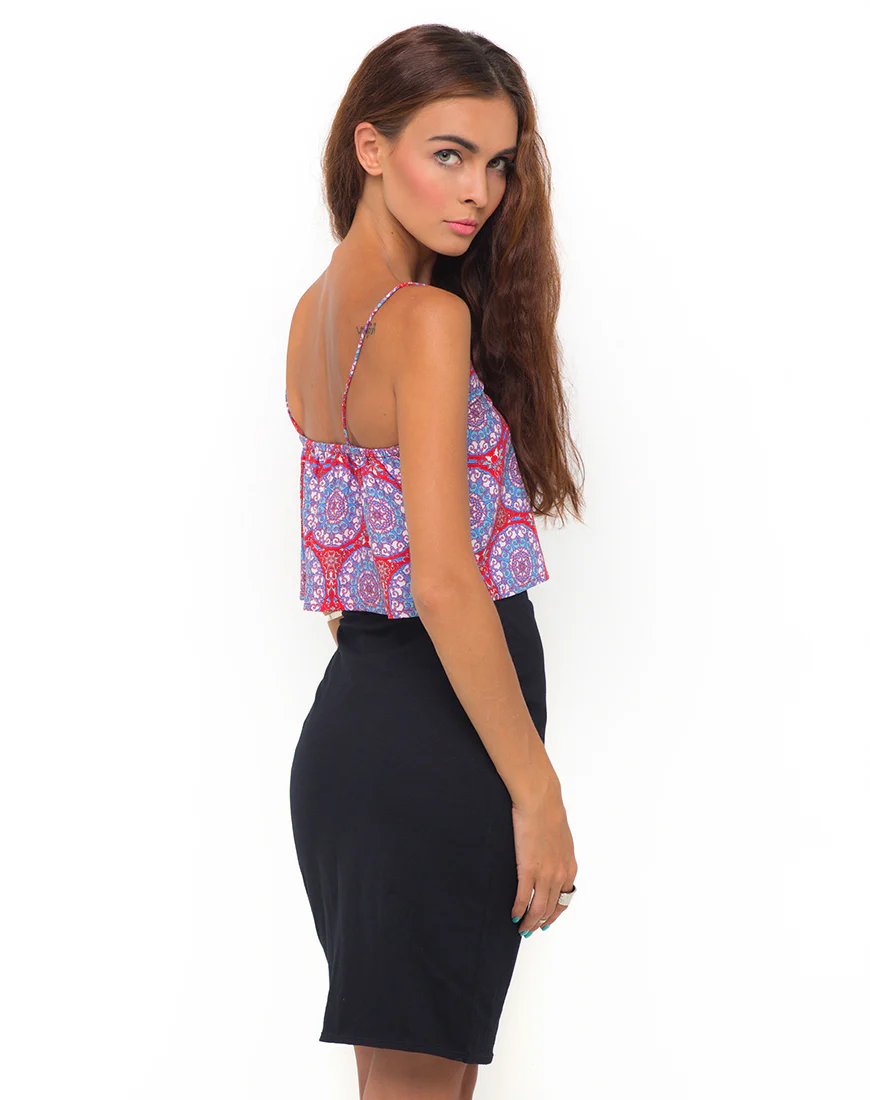 Motel Slip Cami Crop in Mandala Red - Awmao