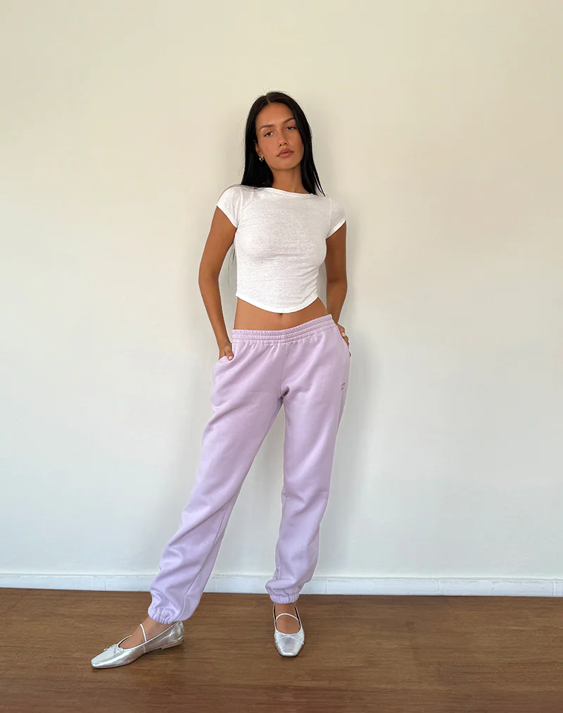 Em Jogger in Violet Grey with Bow Embroidery - Awmao