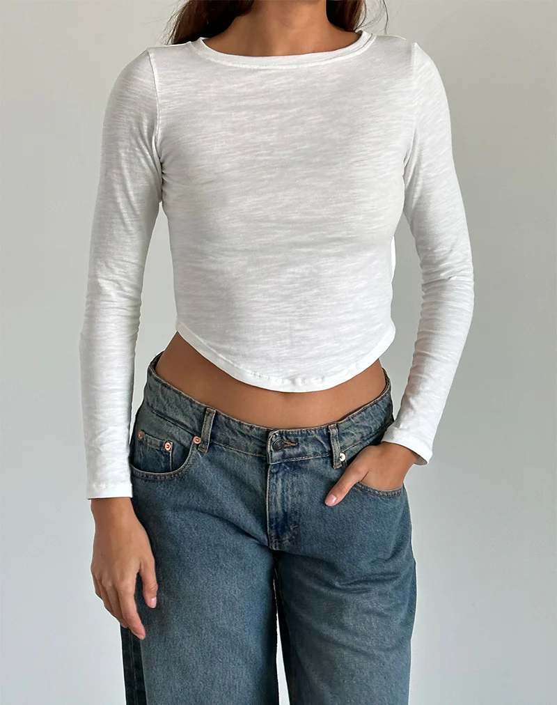 Jojisa Top in Jersey Off White - Awmao