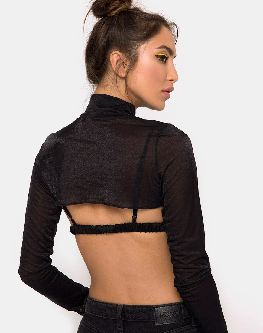 Gola Top in Sheer Mesh Black - Awmao