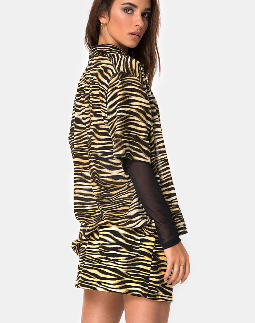 Hawaiian Shirt in Zip's Zebra Brown - Awmao