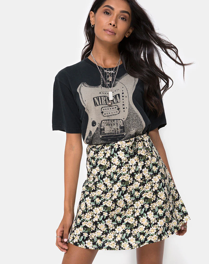 Khabel Skater Skirt in Aster Black - Awmao
