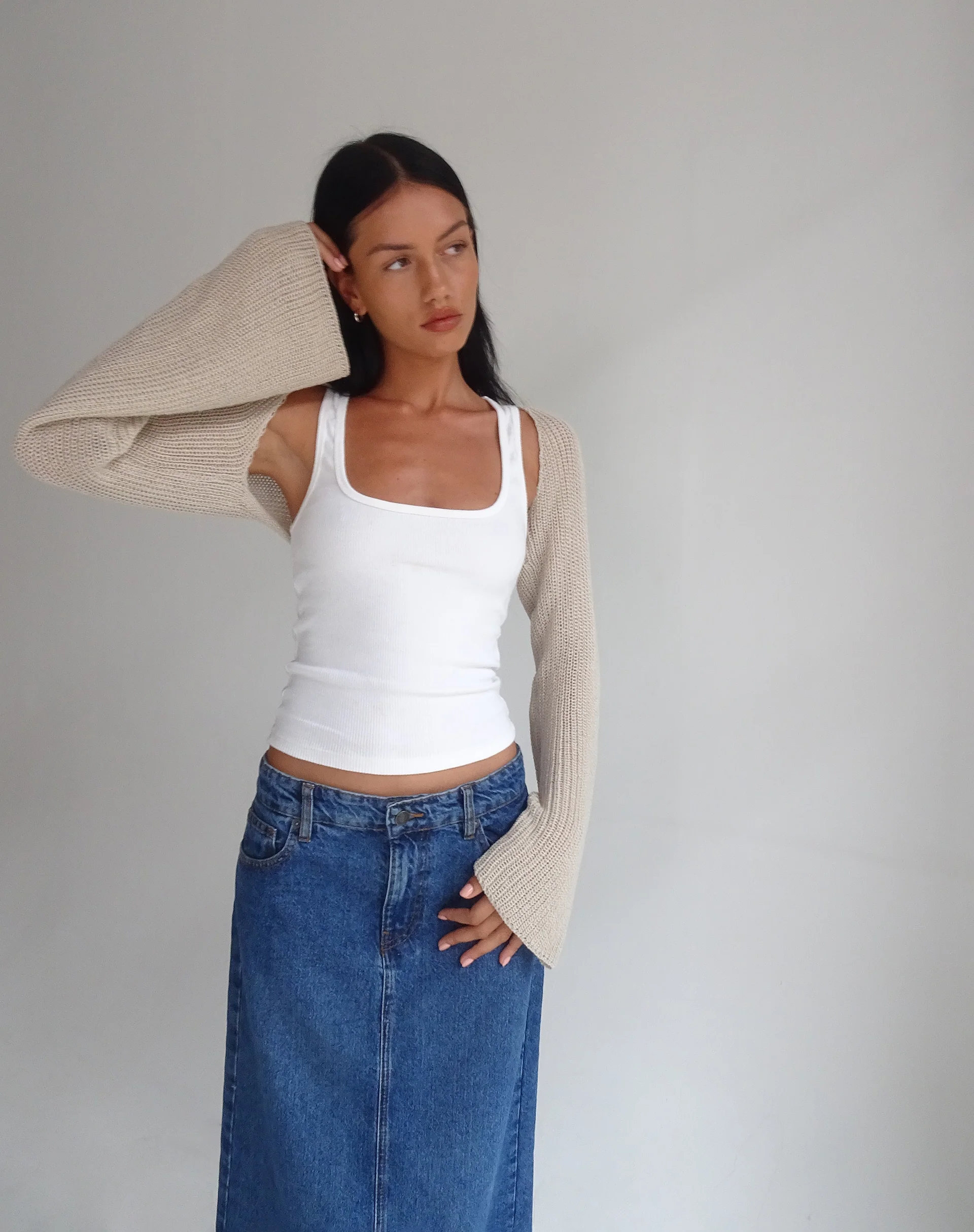 Nobila Shrug Top in Natural - Awmao