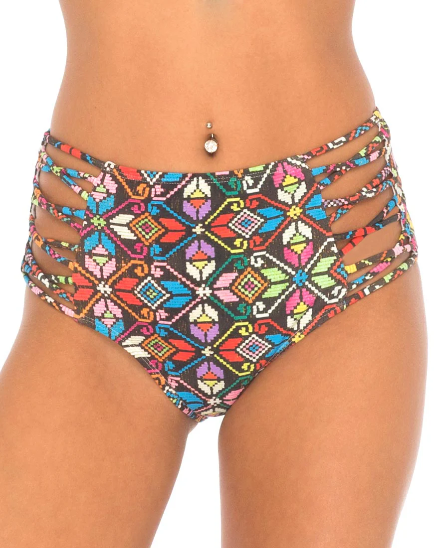 Madeira High Waisted Bikini Bottoms in La Boheme - Awmao