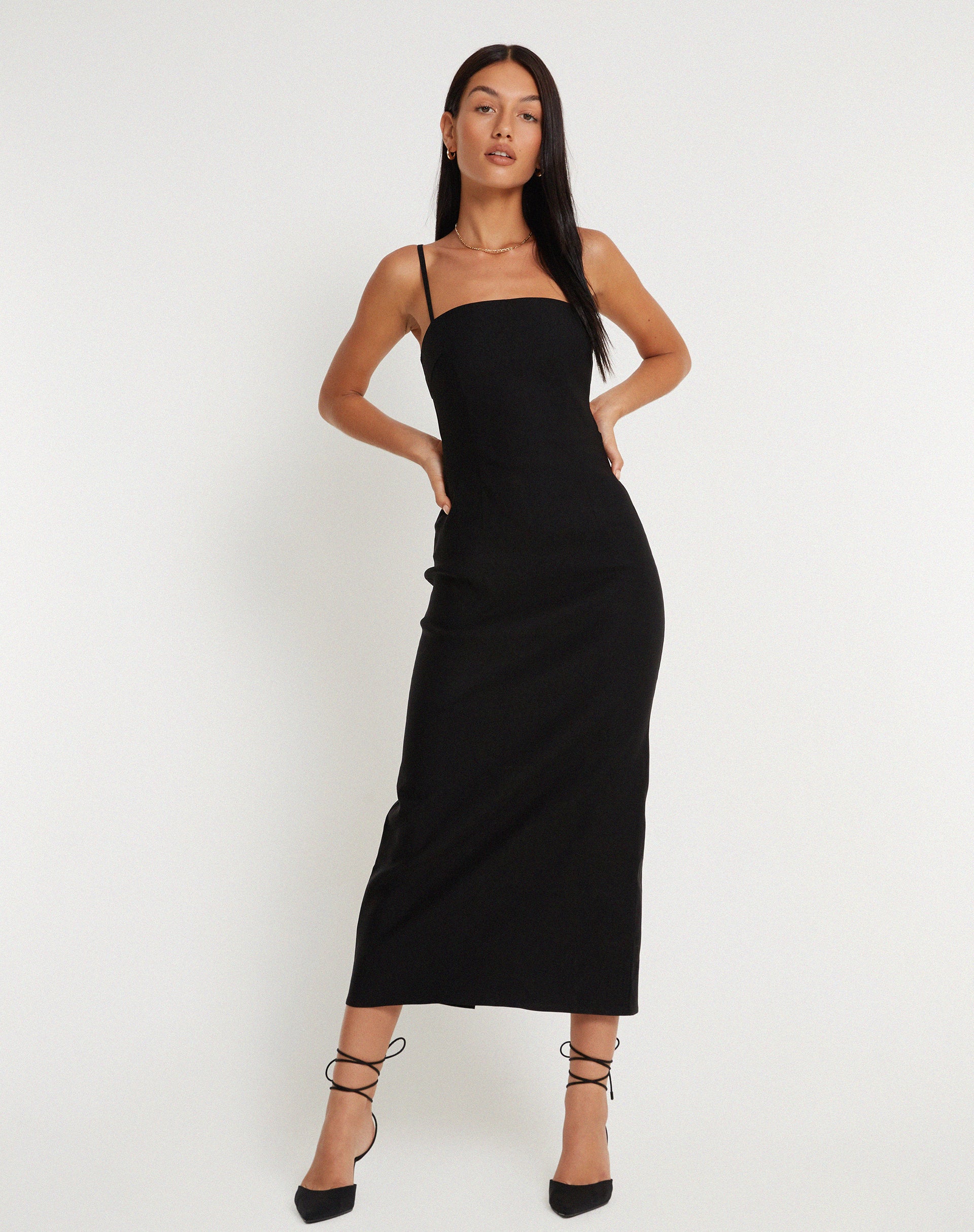 Volkava Maxi Dress in Black - Awmao