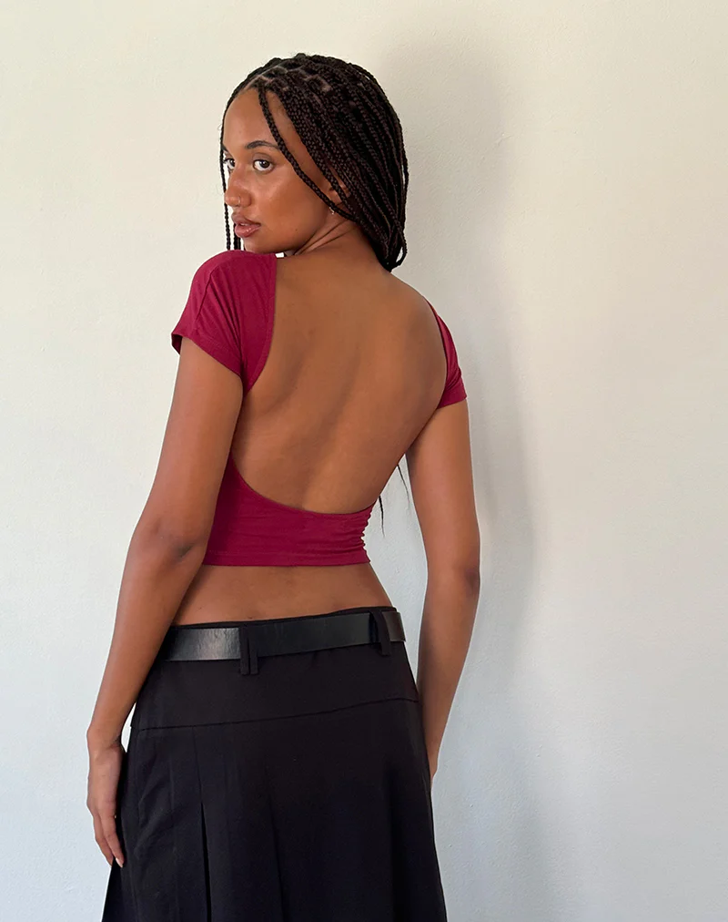 Xiwang Crop Top in Burgundy - Awmao