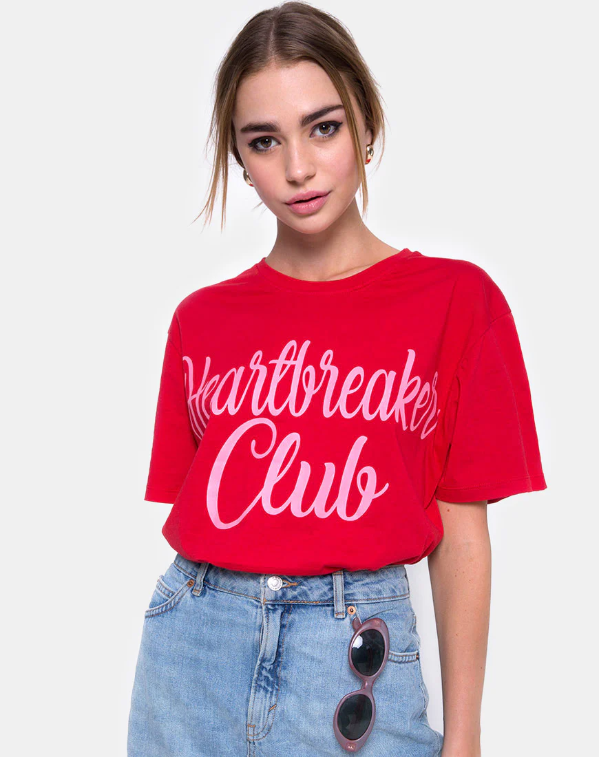 Oversize Basic Tee in Heartbreaker Club Red - Awmao
