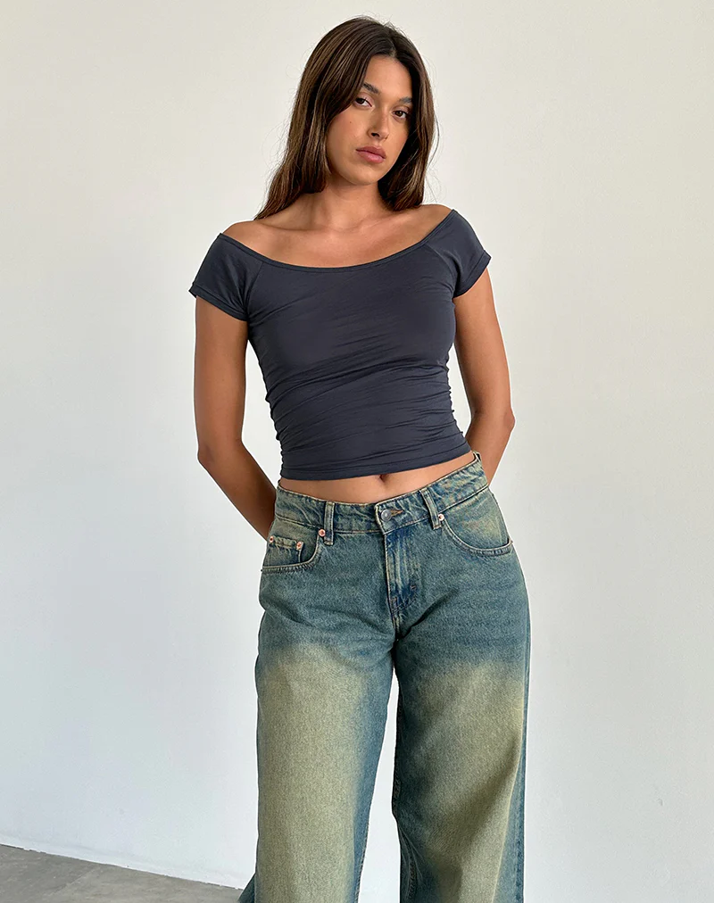 Charya Off The Shoulder Top in Ocean Storm - Awmao