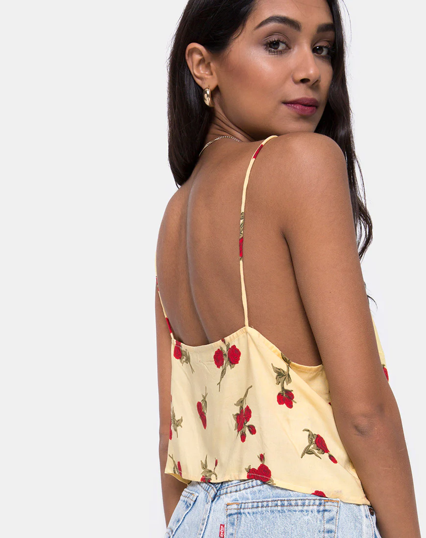 Sanami Cami Top in Falling Rose Yellow - Awmao