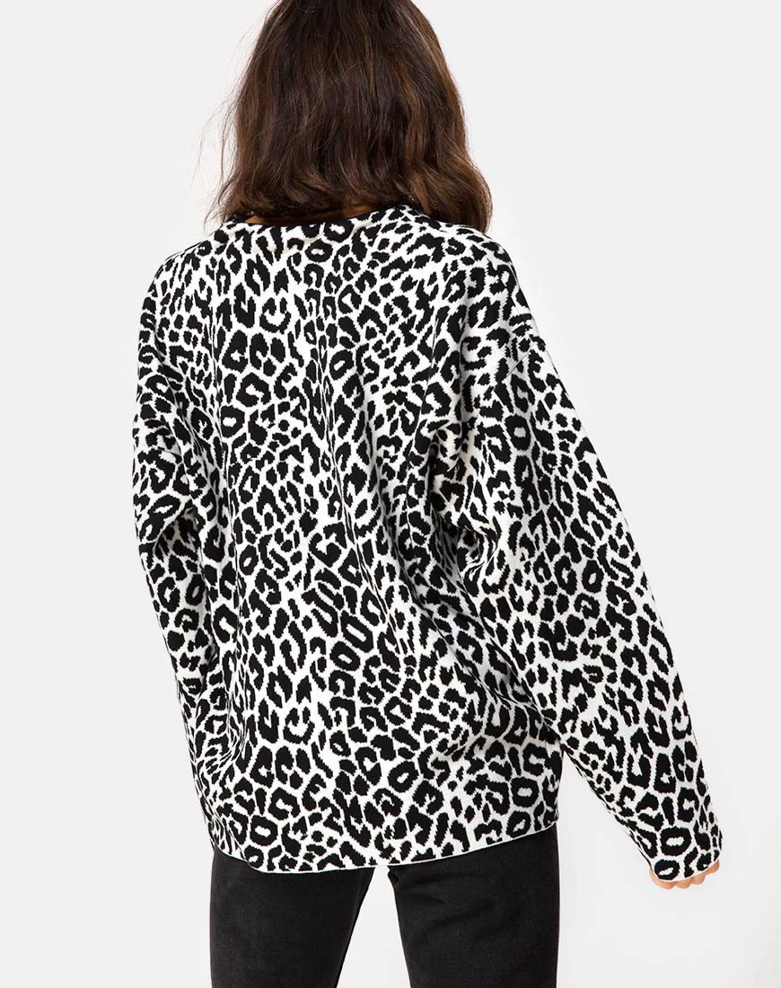 Oversize Cardigan in Animal Knit - Awmao