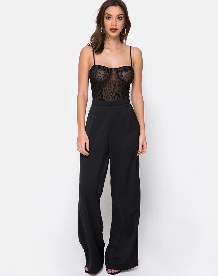 Ari Palazo Trouser in Satin Black - Awmao
