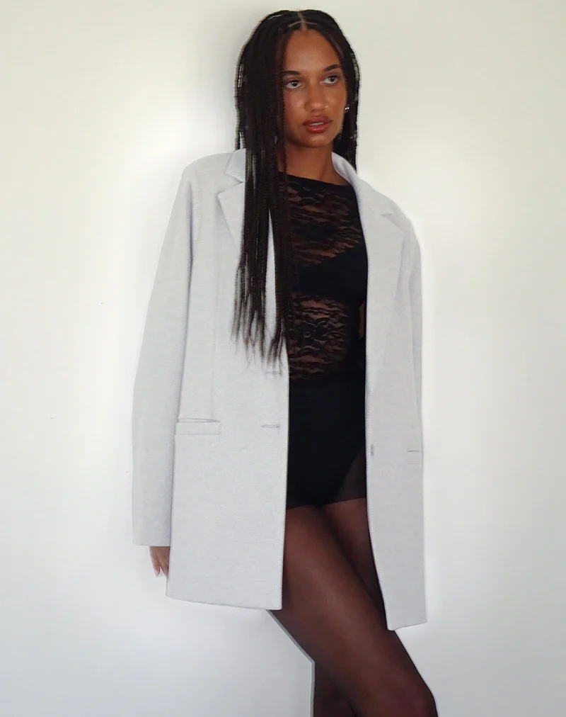Messeir Faux Wool Blazer in Grey - Awmao