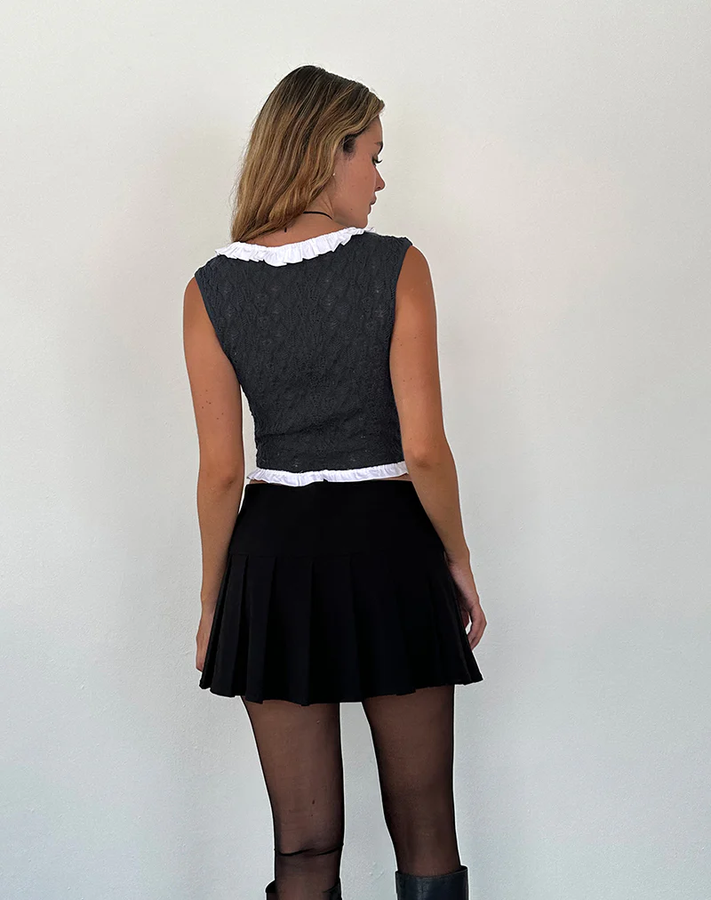 Roslyn Pointelle Vest Top in Dark Charcoal - Awmao