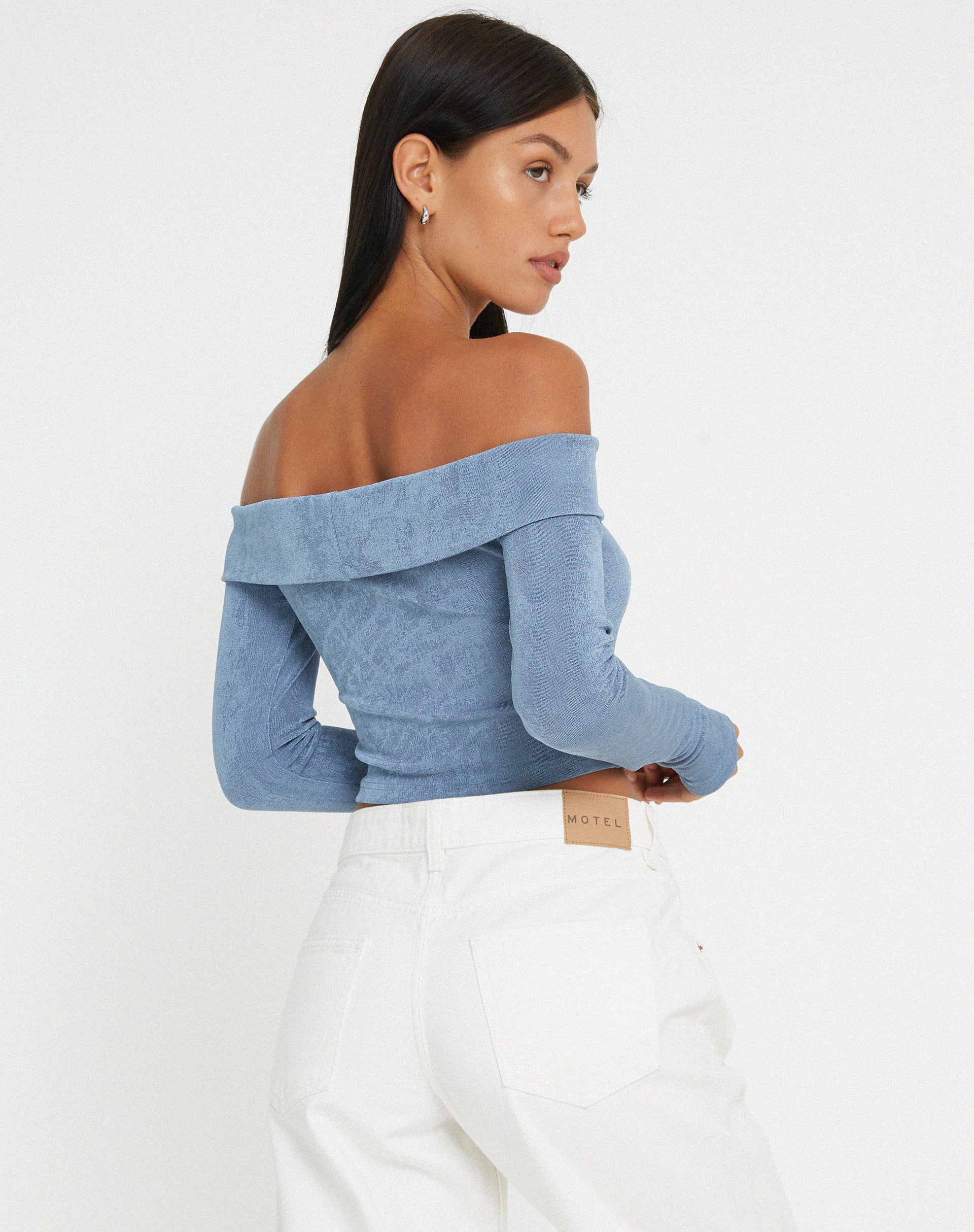 Nasari Crop Top in Blue Grey - Awmao