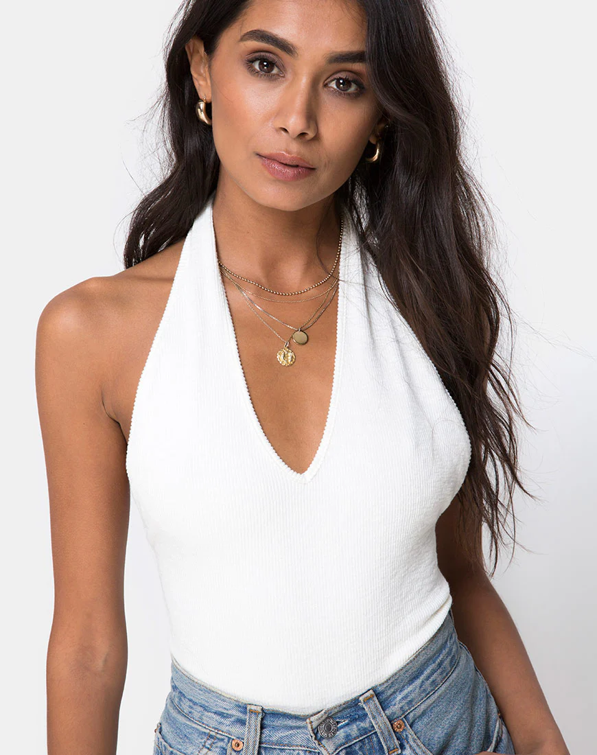 Hata Bodice in Rib Ivory - Awmao