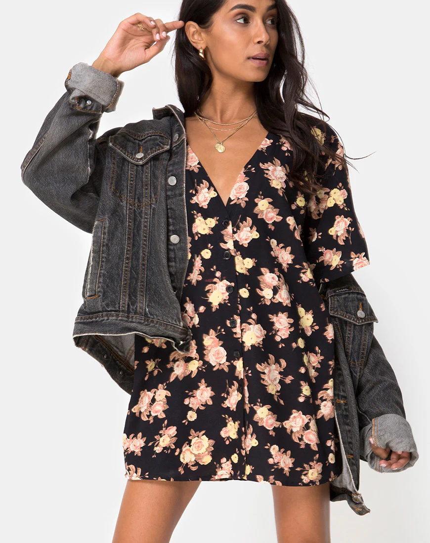 Mirach Dress in Antique Rose Black - Awmao